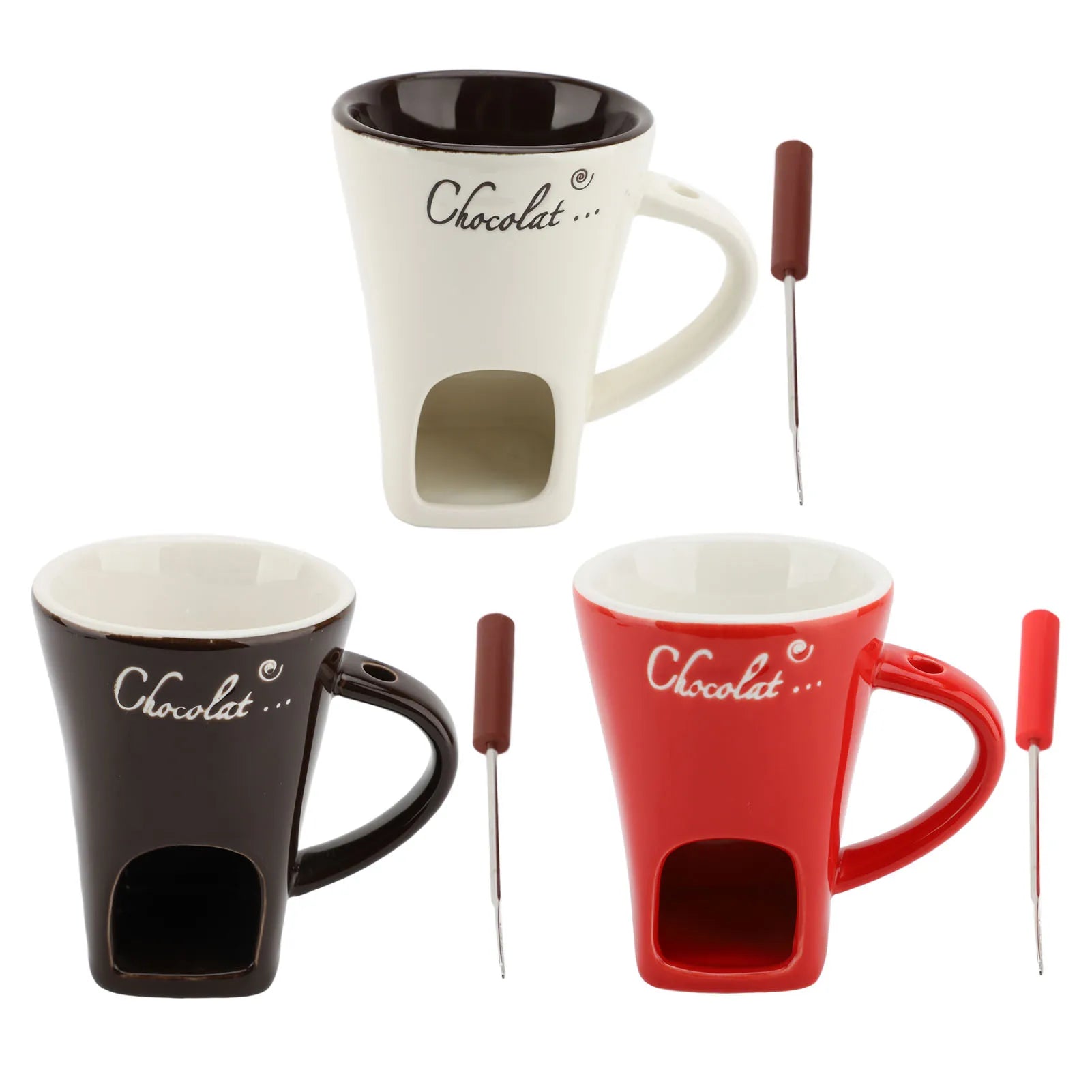 Chocolate Melting Cup Chocolate Melting Fondue Mug Ceramic Butter Warmer Pot Chocolate Melting Supplies with Fork for Kitchen