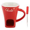 Chocolate Melting Cup Chocolate Melting Fondue Mug Ceramic Butter Warmer Pot Chocolate Melting Supplies with Fork for Kitchen