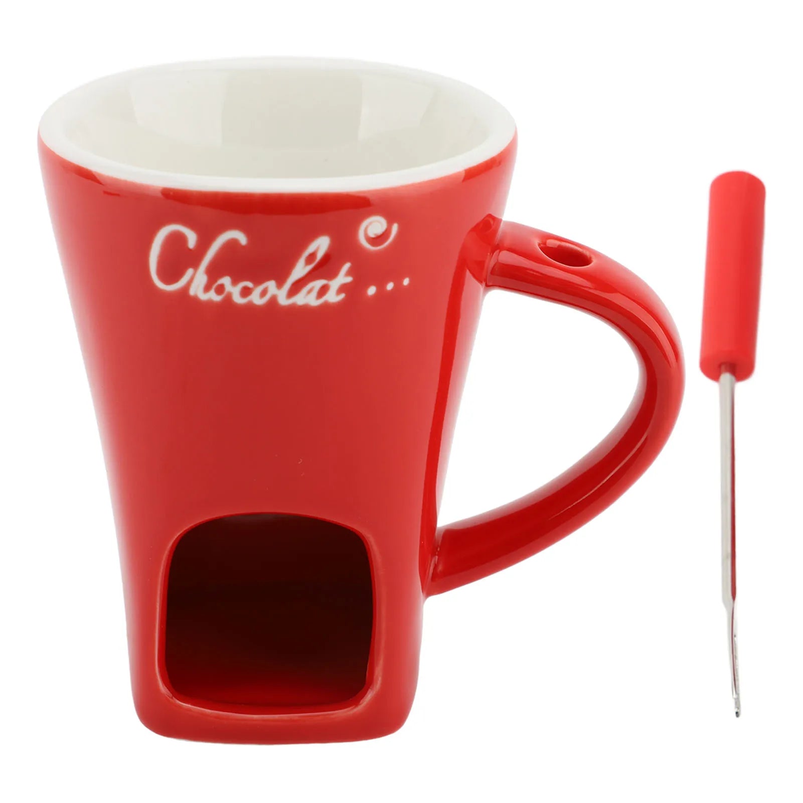 Chocolate Melting Cup Chocolate Melting Fondue Mug Ceramic Butter Warmer Pot Chocolate Melting Supplies with Fork for Kitchen